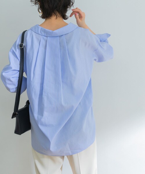 URBAN RESEARCH ID(アーバンリサーチ アイディー)の「設計領正面打褶襯衫(トップス・レディース・淺灰色/黃色/條紋・FREE)」の7枚目の写真