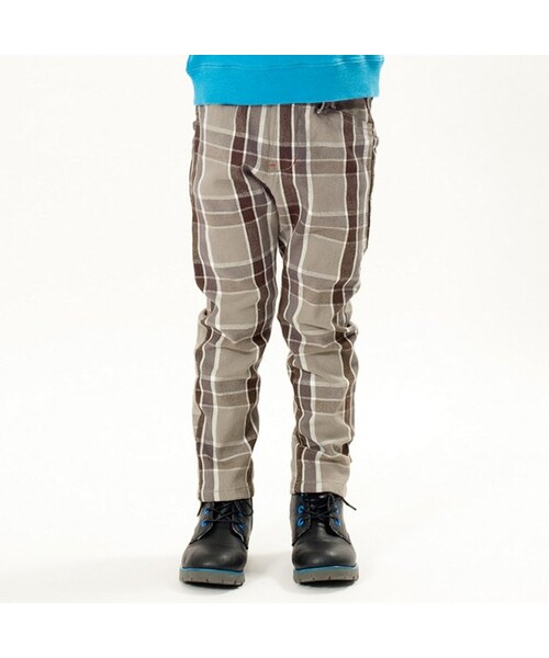 apres les cours(アプレレクール)の「デイリースリムチェックパンツ(パンツ・キッズ・ブルー/グレー・80/90/95/100/110/120/130/140)」の2枚目の写真