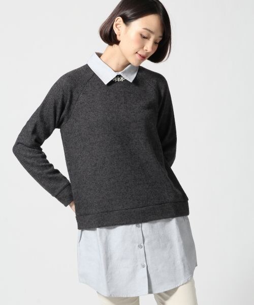 LEPSIM（レプシィム）の「シャツツキキリカエワンピース（ワンピース/ドレス・レディース・オフ(シャツ)×グレー(カット)/グレー(シャツ）×ブラック(カット）/ブルー(シャツ）×ネイビー(カット）・Ｍ/Ｌ）」の2枚目の写真