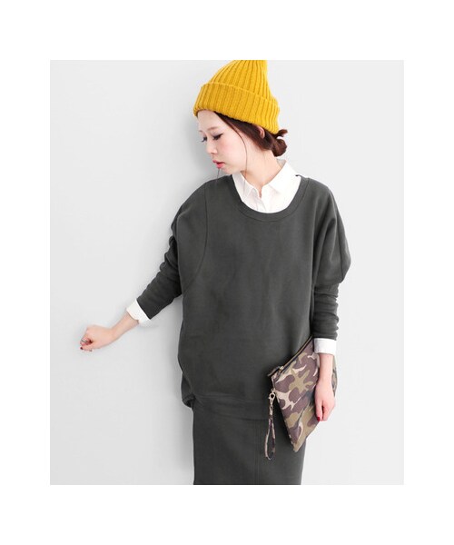 KBF（ケイビーエフ）の「WEB限定 EGGシルエットプルオーバー（トップス・レディース・BLACK/CHARCOAL/GRAY・one）」の8枚目の写真