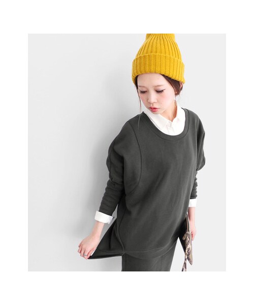 KBF（ケイビーエフ）の「WEB限定 EGGシルエットプルオーバー（トップス・レディース・BLACK/CHARCOAL/GRAY・one）」の9枚目の写真