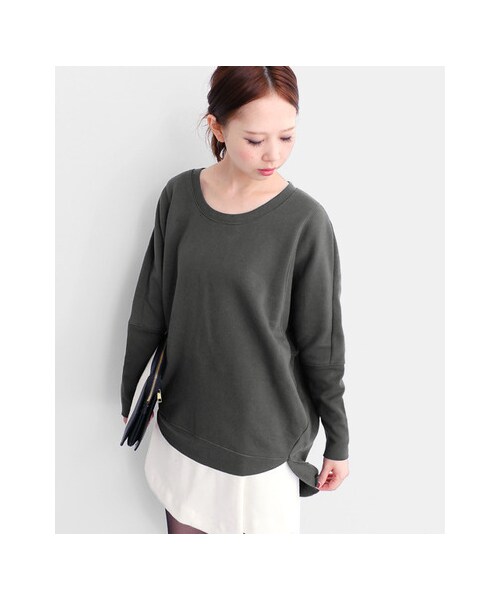 KBF（ケイビーエフ）の「WEB限定 EGGシルエットプルオーバー（トップス・レディース・BLACK/CHARCOAL/GRAY・one）」の6枚目の写真