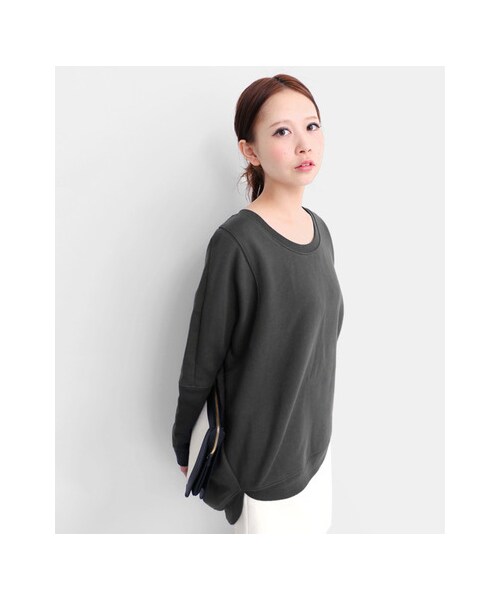 KBF（ケイビーエフ）の「WEB限定 EGGシルエットプルオーバー（トップス・レディース・BLACK/CHARCOAL/GRAY・one）」の5枚目の写真