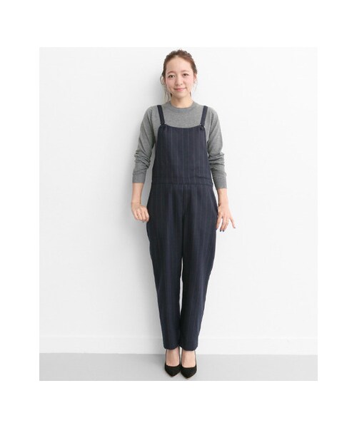 URBAN RESEARCH Sonny Label（アーバンリサーチサニーレーベル）の「ストライプサロペット（パンツ・レディース・グレー/ネイビー・36/38）」の5枚目の写真