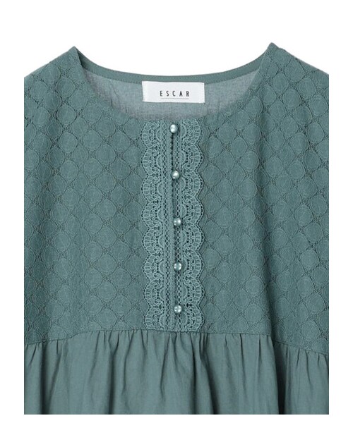 Green　Parks（グリーンパークス）の「・ESCAR アイレットティアードワンピース（ワンピース/ドレス・ブラック/グリーン・F）」の16枚目の写真