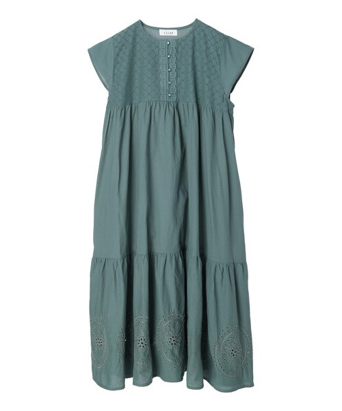 Green　Parks（グリーンパークス）の「・ESCAR アイレットティアードワンピース（ワンピース/ドレス・ブラック/グリーン・F）」の14枚目の写真