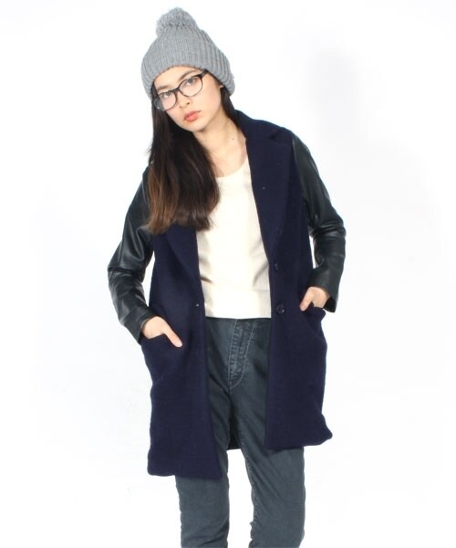 min@RNA(ミンアットアールエヌエー)の「スライバーチェスターコート(ジャケット/アウター・レディース・杢グレー/チャコールブラック/ネイビー・M)」の3枚目の写真