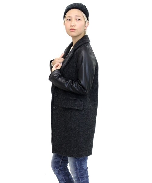 min@RNA(ミンアットアールエヌエー)の「スライバーチェスターコート(ジャケット/アウター・レディース・杢グレー/チャコールブラック/ネイビー・M)」の4枚目の写真