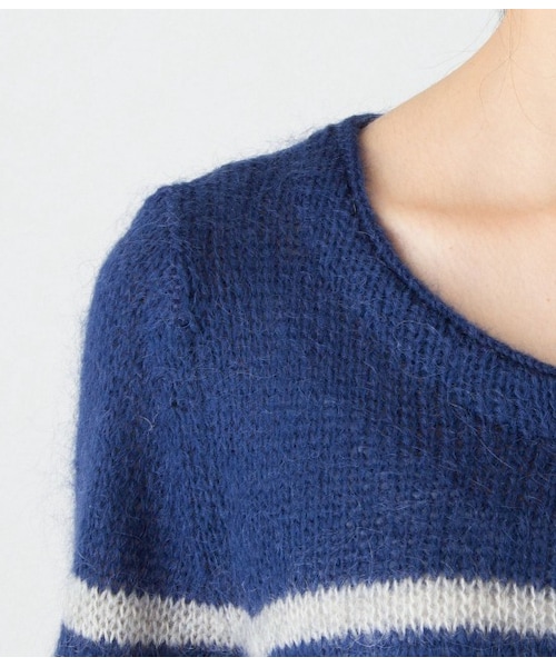 LE JUN（ルジュン）の「モヘア混ボーダープルオーバー（ニット・レディース・ホワイト/ブルー系・F）」の7枚目の写真