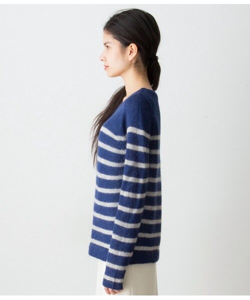 LE JUN（ルジュン）の「モヘア混ボーダープルオーバー（ニット・レディース・ホワイト/ブルー系・F）」の4枚目の写真