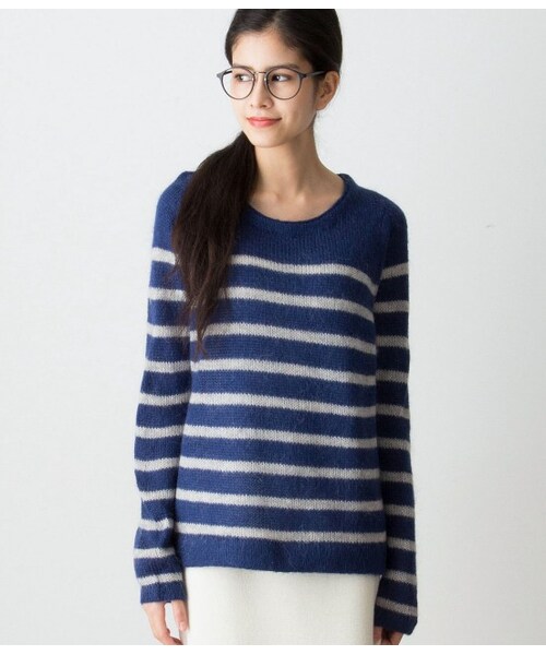 LE JUN（ルジュン）の「モヘア混ボーダープルオーバー（ニット・レディース・ホワイト/ブルー系・F）」の2枚目の写真