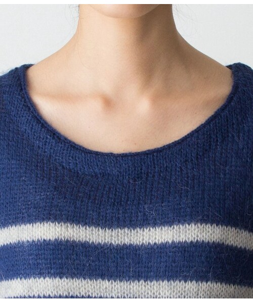 LE JUN（ルジュン）の「モヘア混ボーダープルオーバー（ニット・レディース・ホワイト/ブルー系・F）」の6枚目の写真