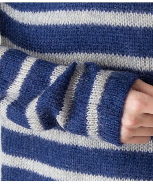 LE JUN（ルジュン）の「モヘア混ボーダープルオーバー（ニット・レディース・ホワイト/ブルー系・F）」の8枚目の写真
