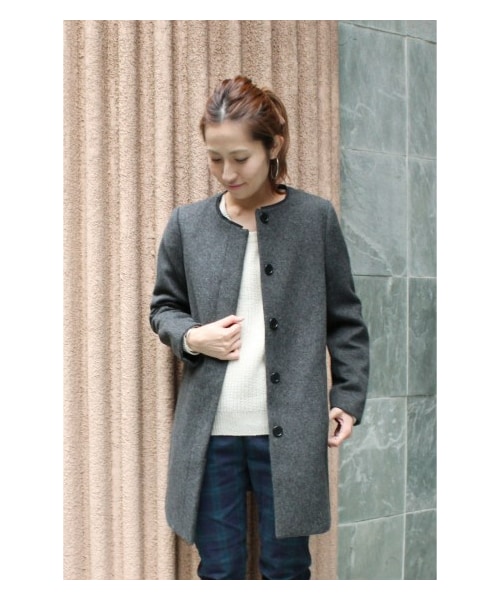 【新品、タグ付き】FRAMeWORK ノーカラー ウールコート FRAMeWORK（フレームワーク）の「W/ビーバーノーカラーコート（その他