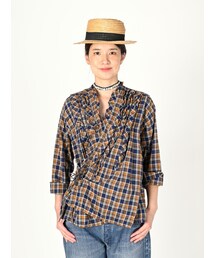 専用になりました。 45R インド麦平のマドラスフリルドレス 45R（フォーティファイブアール）の「インド麦平のマドラス