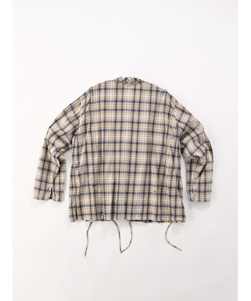 定価4.7万 45R インド麦平のマドラスフリルカシュクール ネイビー 184 45R（フォーティファイブアール）の「インド麦平のマドラス