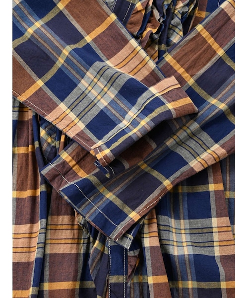 定価4.7万 45R インド麦平のマドラスフリルカシュクール ネイビー 184 定価4.7万 45R インド麦平のマドラスフリルカシュクール