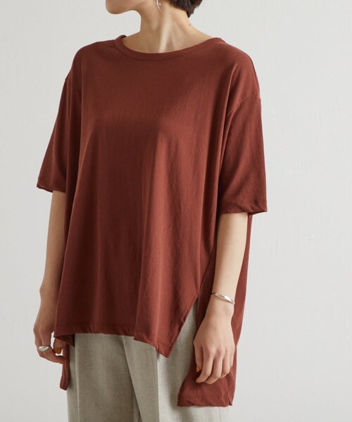 BEARDSLEY(ビアズリー)の「《LIVEでご紹介・予約》強撚ゆるTシャツ(Tシャツ/カットソー・レディース・ブラウン/ホワイト/ブラック・F)」の2枚目の写真