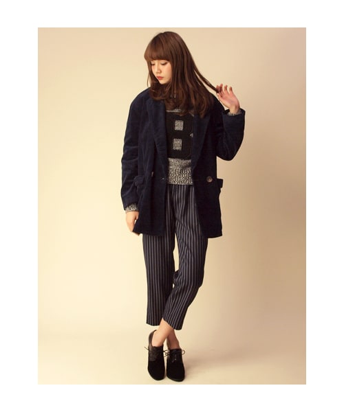 w closet（ダブルクローゼット）の「コーデュロイダブルチェスターコート（トップス・レディース・モカベージュ/グリーン/グレーブルー/ネイビー・FREE）」の12枚目の写真