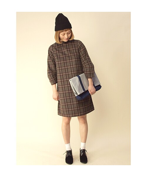 w closet（ダブルクローゼット）の「ウール混起毛チェックワンピース（ワンピース/ドレス・レディース・ブラウンベース/カーキベース・FREE）」の12枚目の写真