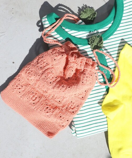 FREAK'S STORE(フリークスストア)の「pansy crochet pouch【一部予約商品】(バッグ・ピンク/ライトピンク/オレンジ/イエロー/グリーン/サックスブルー/ネイビー・ONE SIZE)」の11枚目の写真