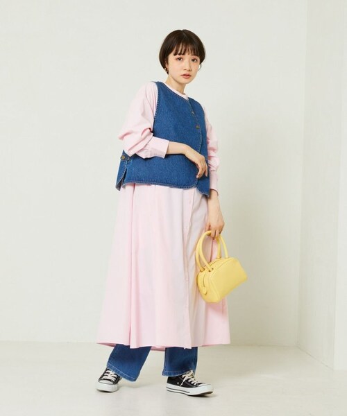 FREAK'S STORE（フリークスストア）の「マオカラーフレアシャツワンピース（ワンピース/ドレス・オフホワイト/ブラック/ピンク・FREE）」の5枚目の写真