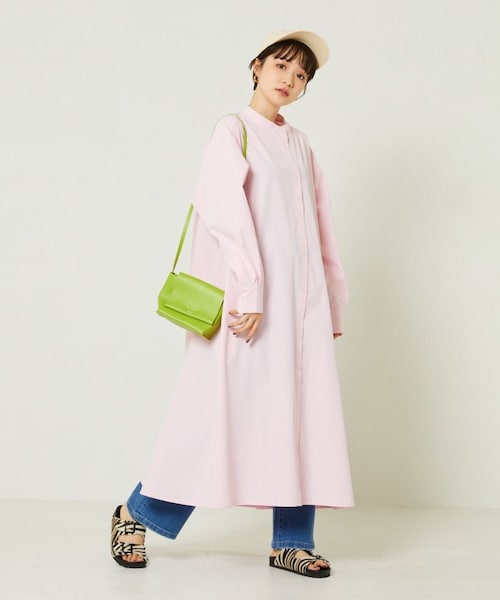 FREAK'S STORE（フリークスストア）の「マオカラーフレアシャツワンピース（ワンピース/ドレス・オフホワイト/ブラック/ピンク・FREE）」の3枚目の写真