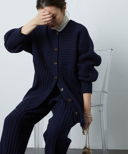 FREAK'S STORE(フリークスストア)の「リブニットカーデガンセットアップ【WEB限定】(その他・ナチュラル/ブラック/オリーブ/ネイビー/パープル・S)」の13枚目の写真