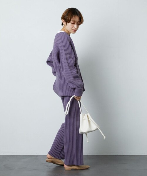 FREAK'S STORE(フリークスストア)の「リブニットカーデガンセットアップ【WEB限定】(その他・ナチュラル/ブラック/オリーブ/ネイビー/パープル・S)」の16枚目の写真
