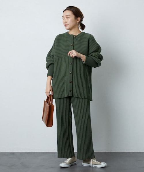 FREAK'S STORE(フリークスストア)の「リブニットカーデガンセットアップ【WEB限定】(その他・ナチュラル/ブラック/オリーブ/ネイビー/パープル・S)」の4枚目の写真