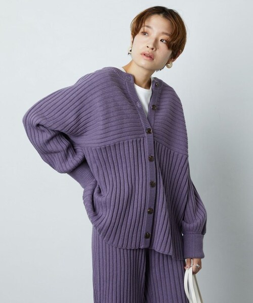 FREAK'S STORE(フリークスストア)の「リブニットカーデガンセットアップ【WEB限定】(その他・ナチュラル/ブラック/オリーブ/ネイビー/パープル・S)」の17枚目の写真