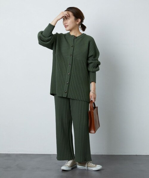FREAK'S STORE(フリークスストア)の「リブニットカーデガンセットアップ【WEB限定】(その他・ナチュラル/ブラック/オリーブ/ネイビー/パープル・S)」の8枚目の写真