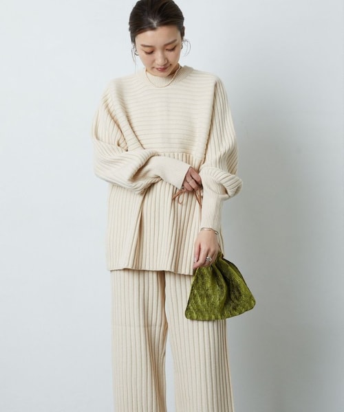 FREAK'S STORE(フリークスストア)の「リブニットカーデガンセットアップ【WEB限定】(その他・ナチュラル/ブラック/オリーブ/ネイビー/パープル・S)」の2枚目の写真