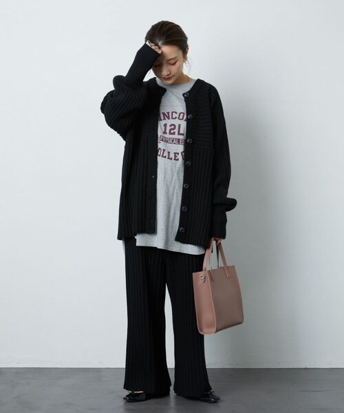 FREAK'S STORE(フリークスストア)の「リブニットカーデガンセットアップ【WEB限定】(その他・ナチュラル/ブラック/オリーブ/ネイビー/パープル・S)」の19枚目の写真