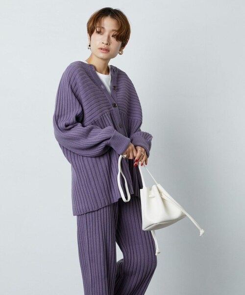 FREAK'S STORE(フリークスストア)の「リブニットカーデガンセットアップ【WEB限定】(その他・ナチュラル/ブラック/オリーブ/ネイビー/パープル・S)」の14枚目の写真