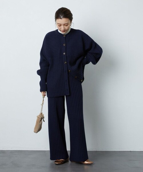 FREAK'S STORE(フリークスストア)の「リブニットカーデガンセットアップ【WEB限定】(その他・ナチュラル/ブラック/オリーブ/ネイビー/パープル・S)」の9枚目の写真