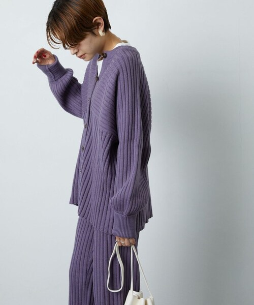 FREAK'S STORE(フリークスストア)の「リブニットカーデガンセットアップ【WEB限定】(その他・ナチュラル/ブラック/オリーブ/ネイビー/パープル・S)」の18枚目の写真