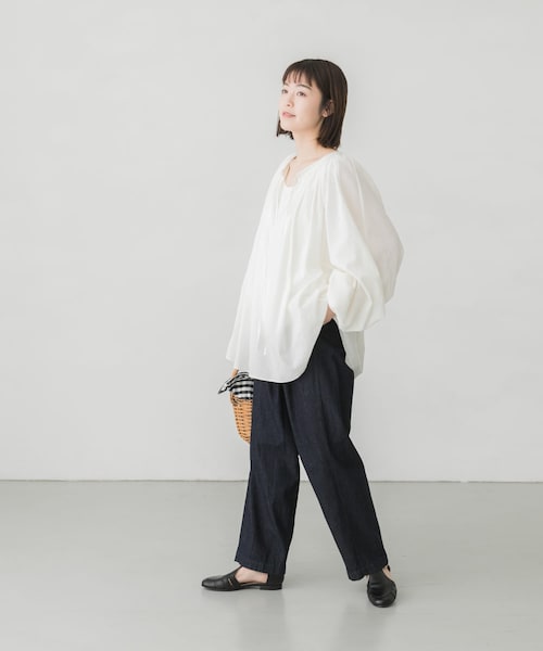 極美品▲2022▲YLEVE イレーヴ/コットンボイルペザントブラウス　ゆったり YLEVE イレーヴ◇2022SS コットンボイルペザントブラウス 0 オフ