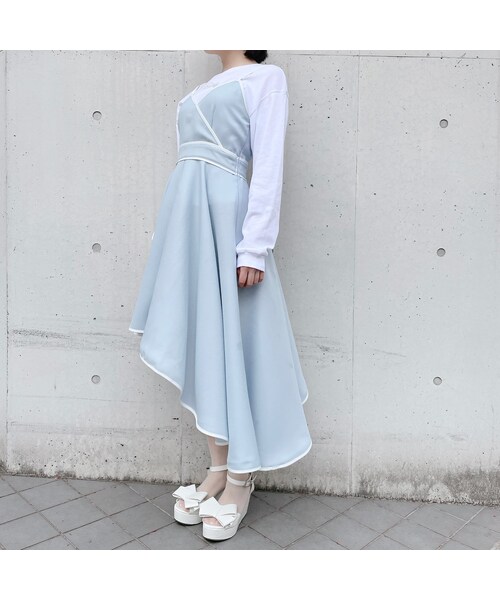 lilLilly（リルリリー）の「アシメントリーパイピングドレス（ワンピース/ドレス・レディース・BLUE/PURPLE/BLACK）」の12枚目の写真