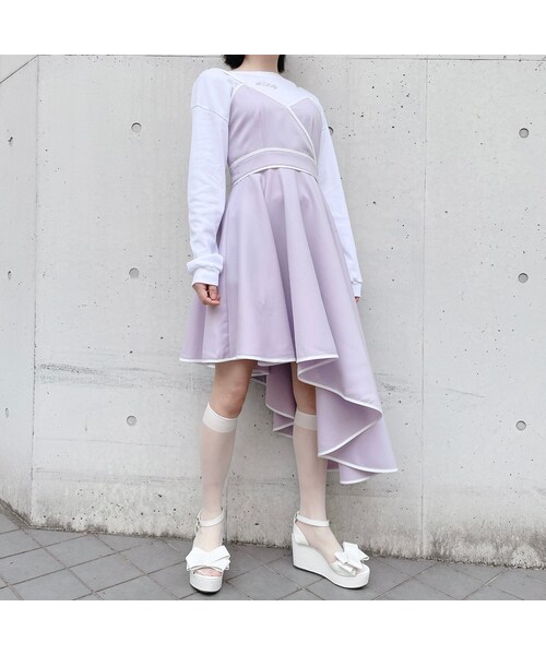 lilLilly（リルリリー）の「アシメントリーパイピングドレス（ワンピース/ドレス・レディース・BLUE/PURPLE/BLACK）」の5枚目の写真
