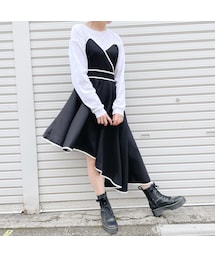 lilLilly | アシメントリーパイピングドレス(ワンピース/ドレス)