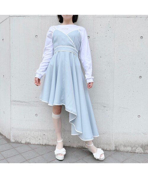 lilLilly（リルリリー）の「アシメントリーパイピングドレス（ワンピース/ドレス・レディース・BLUE/PURPLE/BLACK）」の11枚目の写真