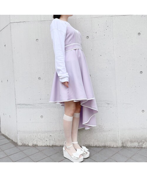 lilLilly（リルリリー）の「アシメントリーパイピングドレス（ワンピース/ドレス・レディース・BLUE/PURPLE/BLACK）」の7枚目の写真