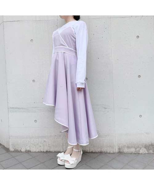 lilLilly（リルリリー）の「アシメントリーパイピングドレス（ワンピース/ドレス・レディース・BLUE/PURPLE/BLACK）」の8枚目の写真