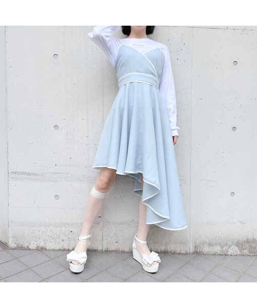 lilLilly（リルリリー）の「アシメントリーパイピングドレス（ワンピース/ドレス・レディース・BLUE/PURPLE/BLACK）」の10枚目の写真