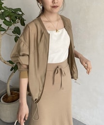 美品✨カプリシューレマージュ シャーリングブルゾン ベージュ 洗える CAPRICIEUX LE'MAGE（カプリシューレマージュ）の「シアー切替