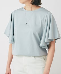 un dix cors（アンディコール）の「《予約》【きちんと見え】バイオシルケットフレアスリーブカットソー（Tシャツ/カットソー）」