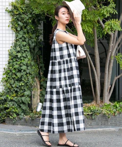 アーバンリサーチロッソ ギンガムチェック ティアード ロング ワンピース URBAN RESEARCH ROSSO WOMEN（アーバンリサーチ ロッソ）の「ギンガム