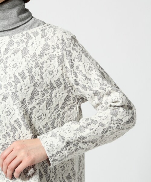 LEPSIM（レプシィム）の「レースボンディングＡライン（トップス・レディース・オフ/ブラック×チャコールグレー/アイボリー×ライトグレー/ダークネイビー・Ｍ/Ｌ）」の13枚目の写真