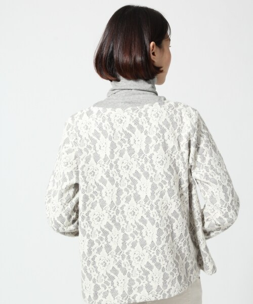 LEPSIM（レプシィム）の「レースボンディングＡライン（トップス・レディース・オフ/ブラック×チャコールグレー/アイボリー×ライトグレー/ダークネイビー・Ｍ/Ｌ）」の10枚目の写真